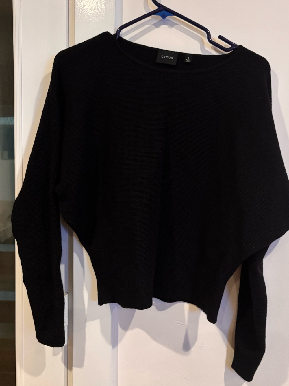 Cyrus Black Cropped Crew Neck Sweater